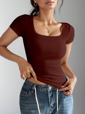 Nalax Designs Casual Solid Women Brown Top