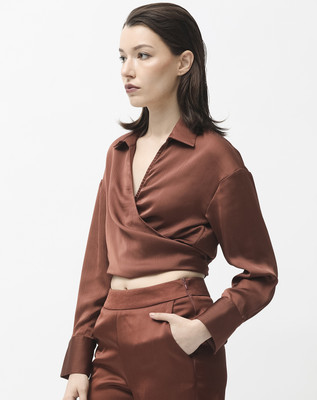 RAREISM Casual Solid Women Brown Top