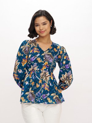 AASK Casual Printed Women Light Blue Top
