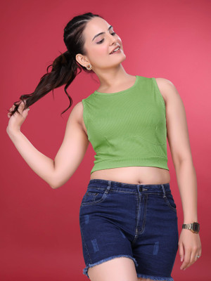 JK Creation Party Self Design Women Light Green Top
