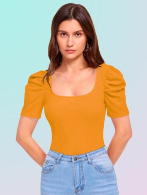 Dream Beauty Fashion Casual Solid Women Yellow Top