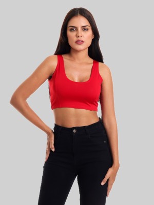 Aura Glam Casual Solid Women Red Top