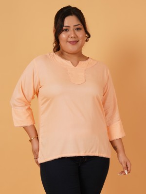 ANGOORI FASHION Casual Solid Women Orange Top