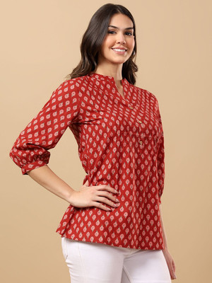 MOAJAZA Casual Printed, Floral Print Women Red Top