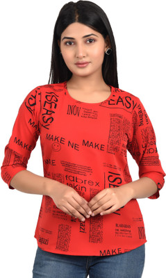 HouseOfCommon Casual Printed Women Red Top