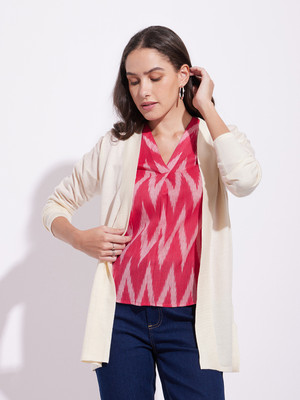 Pink Fort Casual Chevron/Zig Zag Women Red Top