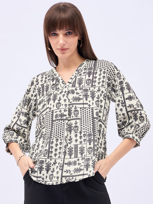 Dressberry Casual Printed Women White Top