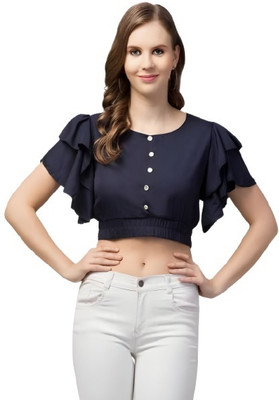 ATIMUNA Casual Solid Women Red Top
