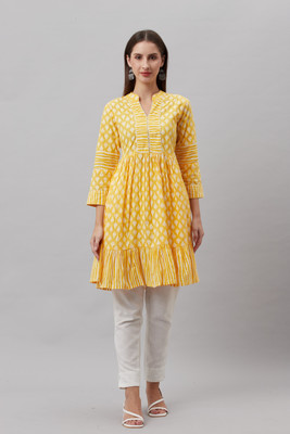 JC4U Casual Printed Women White, Yellow Top