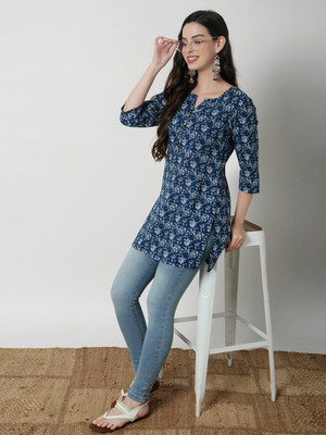 Janakdulari Creation Casual Printed Women Blue Top