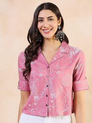 ANOUK Casual Floral Print Women Pink Top