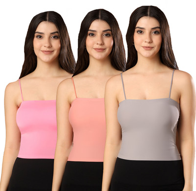 Paavki Casual Solid Women Pink, Orange, Grey Top