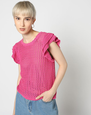 GAP Casual Self Design Women Pink Top