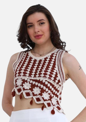 Classye Creation Casual Self Design Women Maroon Top