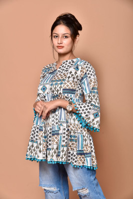 NurAttire Casual Geometric Print, Ethnic Motifs, Printed Women Multicolor Top