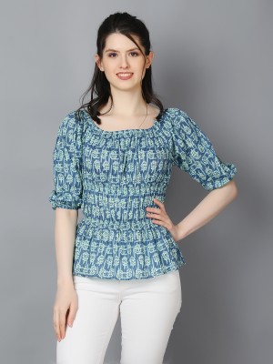 ZUVINO Casual Printed Women Blue Top