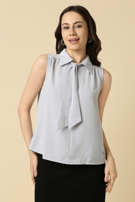 Allen Solly Formal Solid Women Grey Top