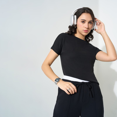 Honey By Pantaloons Casual Solid Women Black Top