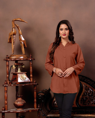 Bharat Origin Formal Self Design Women Brown Top