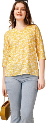 ZOEY CLOTHING CO Casual Floral Print Women Yellow Top