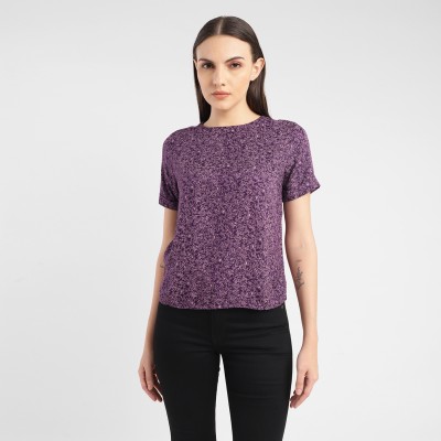 LEVI'S Casual Floral Print Women Purple Top