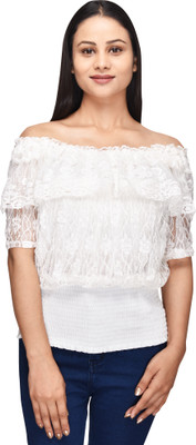 WellDrezz Casual Solid Women White Top