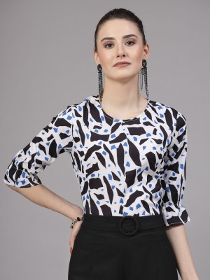 Style Quotient Casual Printed Women Black, Blue, White Top