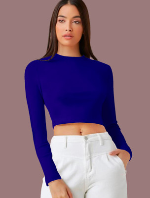 Dream Beauty Fashion Casual Solid Women Blue Top