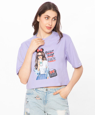 Hautemoda Casual Graphic Print Women Purple Top