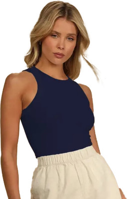 JK Yazir Casual Self Design Women Dark Blue Top