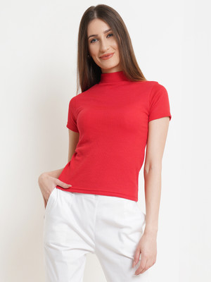 WESTCLO Casual Solid Women Red Top