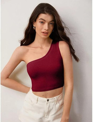 WHITECAMEL Casual Solid Women Maroon Top