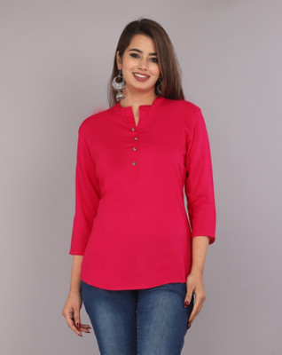 Kaali Fashion Women Solid Straight Kurta(Pink)