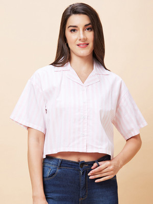 Globus Casual Striped Women White Top