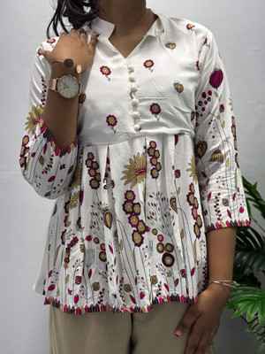 Nyha Luxe Casual Printed Women White Top