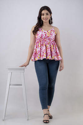 Look Wise Casual Floral Print Women Multicolor Top