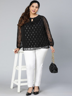 OXOLLOXO Casual Embellished Women Black Top