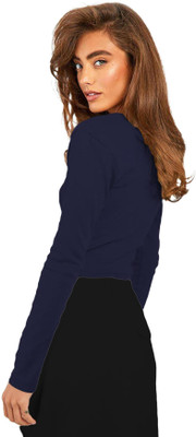 THE BLAZZE Casual Solid Women Blue Top