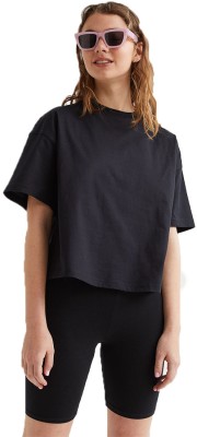 Besick Casual Solid Women Black Top