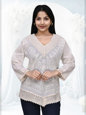 AMORE CREATION Casual Embroidered Women Multicolor Top