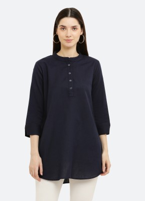 Pret By Kefi Casual Solid Women Dark Blue Top