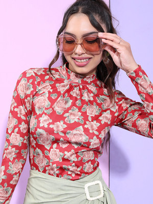 Tokyo Talkies Casual Printed Women Red Top