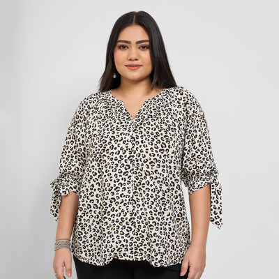 Honey Curvytude by Pantaloons Women Printed Casual Black Shirt
