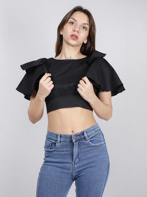 SWISHIN Casual Solid Women Black Top