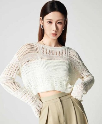 Topamtop fashion Casual Self Design Women White Top