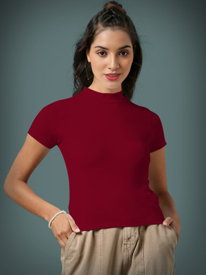 Maheshvi Casual Solid Women Maroon Top