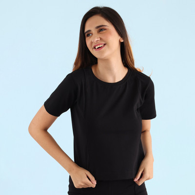 NITE FLITE Casual Solid Women Black Top
