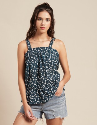 moomaya Casual Printed Women Dark Blue, White Top