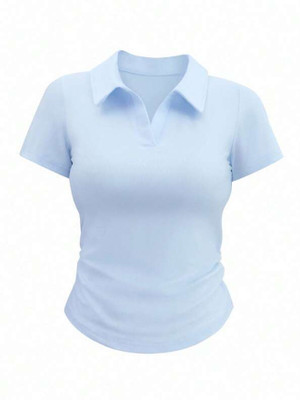 Trendystar Casual Solid Women Light Blue Top