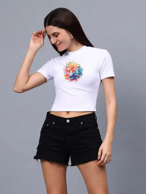 ABJ Fashion Casual Printed Women White Top